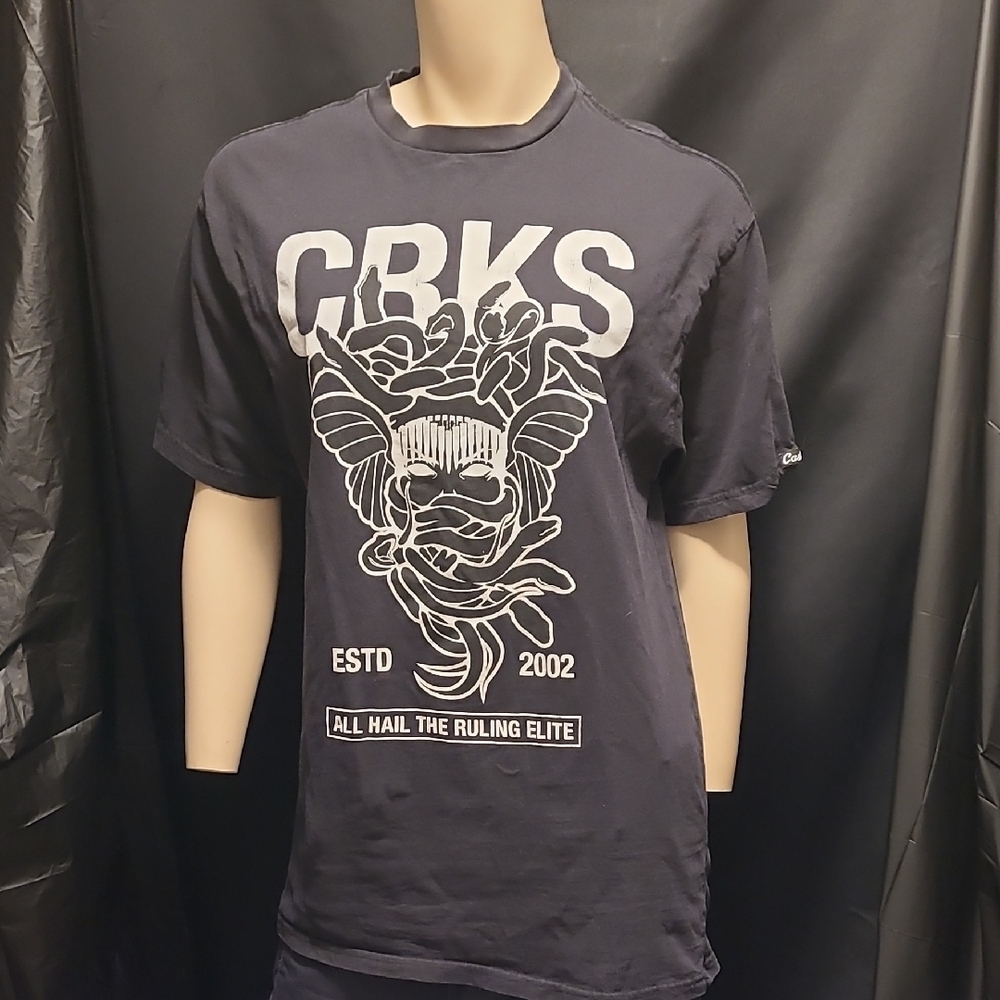 CROOKS & CASTLE Black Graphic T-Shirt  SIZE LARGE MEDUSA GRAPHIC